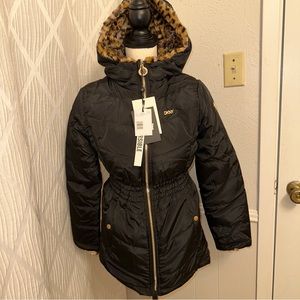 DKNY Black reversible coat/jacket. NWT. Junior Girls Size L/G